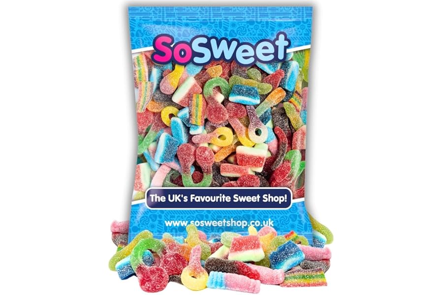 SoSweet Fizzy Sweet Mix – 1kg Bulk Bag of Tangy Pick & Mix Sweets | Sour Party Candy, Sharing Treats | Fizzy Fruit Flavour Favourites | Long Shelf Life