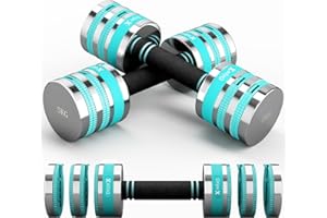 Dripex Adjustable Dumbbells Weight Set 2.5kg 5kg 10kg Dumbbell Pair, 4-in-1 Weight Dumbbells Set Women Men with Non-Slip Handle Home Gym Fitness