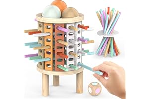 FUIOCOCP Gioco da Tavolo bambini 3 4 5 6 7 8 9 10+ Anni, Giochi Montessori Legno Regalo Bimbi Torre con Bastoncini Colorato e Dadi, Giochi Società Educativi Interattivi di Famiglia Regalini Festa Compleanno