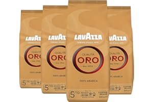Lavazza, Qualità Oro, Caffè in Grani, con Note Aromatiche di Frutta e Fiori, 100% Arabica, Intensità 5/10, Tostatura Media, 4 Confezioni da 500 g
