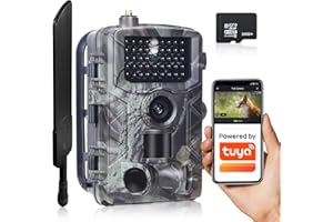 RecorCam 4G TUYA Cloud Serve 2K 30MP Fototrappola, APP Guarda Video in diretta, Fototrappola Infrarossi Invisibili 940nm IR LED Visione Notturna Velocità di induzione di 0,2s & rilevamento di 120°