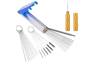 Lusofie El kit de limpieza de carburador incluye 3 herramientas de limpieza de punta de antorcha, 5 cepillos de limpieza pequeños de nailon, 10 agujas de limpieza, 1 kit de herramientas de púa