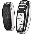 OATSBASF Key Case Suitable for Audi, Car Key Case for A6L A6 A7 A8 Q7 Q8 E-Tron 2019 2020 Silicone TPU Protective Case (P-Silver)