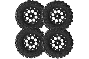 hopsupRC 1.3" Beadlock RC Upgrades Part Truck Tires Wheels Tires for 1/18 1/24 Trx4m SCX24 RC Crawler,RC Aluminum Wheels Rims Hops Up.Black(4PCS)