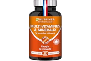 LABORATOIRES NUTRIMEA Multivitamines et Minéraux - 16 Vitamines & Minéraux + GINSENG - Vitamines A, B6, B9, B12, C, D3, E, Magnésium, Fer, Zinc & Calcium - Energie, Vitalité, Puissance - Fabrication Française - Nutrimea