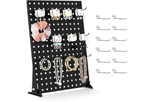Urban Deco Peg Board Display - Retail Display Rack with Peg Hooks, Stands for Craft Shows & Fairs - Jewelry Retail Display Stand for Accessories - Earring & Pin Stands - 1Set Black(16x12inch)
