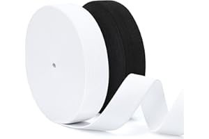 VynyQoo 2 Rotoli di Elastico per Cucito 12m, Fettuccia Elastica 25mm, Elastico per Pantaloni Bianco e Nero per Cucito, Lavori Manuali e Progetti DIY