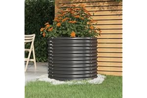 WIFESE Jardinière Surélevée Acier Enduit de Poudre 80x80x68 cm Anthracite Pot de Jardinière Robuste Lit Surélevé de Jardin Extérieur Potager Balcon Décorer Patio pour Plantes Légumes Herbes