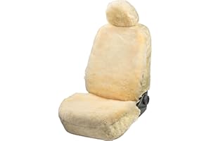 Walser Premium Coprisedile Auto in Pelle di Agnello Maya, 100% Pelle di Agnello coprisedile per Auto, 1 Pezzo di Pelle d'Agnello coprisedili Auto sedili Anteriori Beige