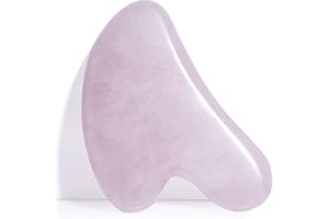 SANDINE SILKY SKIN Gua Sha Stein Gesicht - Guasha Kratzmassage Gerät - Rosenquarz Gua Sha Jawline - Traditionelles Schälgerät für Anti-Aging - Rose Gua Sha Stone - 100% Natürlicher Rosa Quarzstein Guasha von Sandine