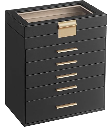 SONGMICS JBC008W01 Sieradendoos, 8-laags sieradenorganizer met laden, grote capaciteit, sieradenopslag, moderne stijl, cadeau voor geliefden, wolkwit JBC008W01