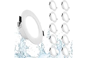 Gr4tec LED Recessed Ceiling Lights, 10 x 7W Downlights for Ceiling IP44 Aluminum, 4000K Natural White 550LM, 35mm Ultra-Slim, Φ90-105mm Hole, Bathroom Spotlights for Kitchen Living Room