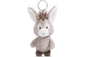 NICI Burro Donkeylee 10cm Gris-Colgante de Peluche de Animal sostenible con aro cordón, Llavero y portallaves, sólido, Color Grau-nachhaltiger, 10 cm (49030)