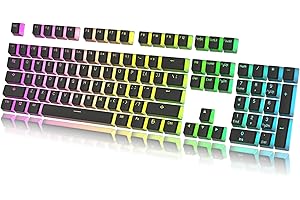 HK Gaming Conjunto de Teclas Pudding | Juego de Teclas PBT Doubleshot | 108 Teclas Perfil OEM | Layout ANSI US | para Teclado Mecánico | Compatible con Cherry MX, Gateron, Kailh | Negro