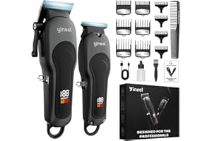 Yineel Haarschneidemaschine, Kabellose Haartrimmer Herren, Wasserdichte Barttrimmer&Haarschneider Set, Elektrischer Bartschneider Herren, Haarschneidemaschine Profi für Barbers/Hause Friseur (Schwarz)
