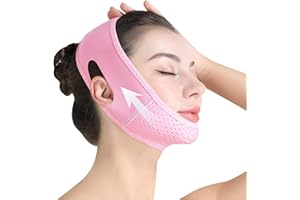 AONAT Masque Lifting Visage V Line,Bande Anti Double Menton Réutilisable, Effet Raffermissant & Amincissant,Bande Raffermissante Visage Respirante,Confortable et Respirant,Femme & Homme,Rosa