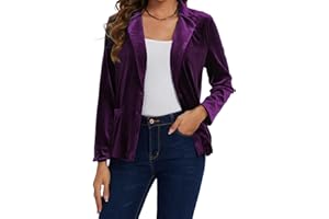 MINTLIMIT Velvet Blazers for Women Casual Work Office Long Sleeve Notched Lapel Button Down Blazer Jacket with Pockets Outerwear