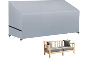 wiipara Gartenbank Abdeckung für 3 Sitzer, Bank Schutzhülle Gartenmöbel Abdeckung Wasserdicht, Anti-UV, Winddicht, 210D Oxford-Gewebe Abdeckhauben für Bänke, Gartensofa (162 x 66 x 66/89cm) - Grau