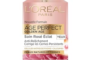 L'Oréal Paris - Age Perfect Golden Age - Soin Rosé Eclat Contour des Yeux - Anti-Cernes & Anti-Relâchement - Enrichi en Cellules Natives de Pivoine et Calcium/Vitamine B3 - 15 ml