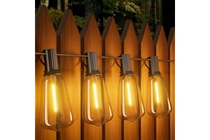 Yuucio Outdoor LED String Lights 60FT, 18M ST38 Garden Festoon Light Mains Powered, Waterproof Hanging Lighting for Outside Indoor Patio Cafe Party, 2700K Warm White 30+1 Plastic Bulbs (CMC-O30XA)