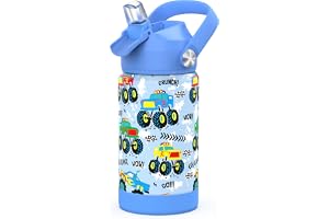 Ntswasd Vattenflaska i rostfritt stål sugrör termosflaska 350 ml-BPA fri läckagesäker termovattenflaska för skola, sport, bar