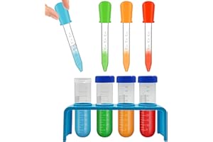 KERUTO 9 Pcs Science Kits for Kids Age 8,Plastic Test Tubes with Stand and Dropper Pipettes,Potion Making Kit Children for Creative Science Experiments Kids Water Play Educational Toy