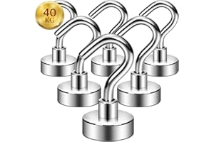 ATEWEITA Ganci Magnetic, Gancio Magnetico Extra Forti Neodimio Calamita con Gancio, Magnetic Hooks per frigorifero da cucina, soffitto, griglia, Piccoli (Argento, 36mm)