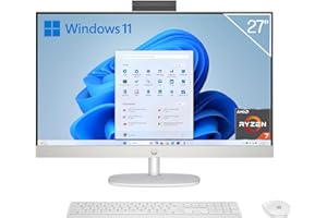 HP 27-cr0005ss - Ordenador de 27" Full HD con Cámara, Teclado y Ratón Inalámbricos (AMD Ryzen 7 7730U, 16GB RAM, 1TB SSD, AMD Radeon Graphics, Windows 11) Blanco - Teclado QWERTY Español