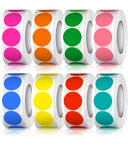Dzxin Klebepunkte Bunt – 3000 Stück, 25 Mm Durchmesser, 6 Farben Auf Rollen, Ideal Für Kalender, Büro & Basteln