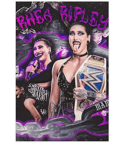 Themed WWE Poster – Rhea Ripley Crowd Print Als Wandkunst In A3 (29,7x42 Cm), Offizielles Merchandise