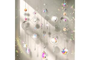 NUYIKASO Lot de 5 Attrape Soleil Cristal Capteur a Suspendre Suspendu Arc-en-Ciel Ange Pendentif Soleil l'étoile Lune Capteur pour Fenêtre Chambre et Jardin Noël Jour de fête Mariage argentée