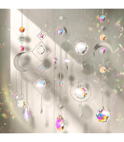 Décor à La Maison Lune étoile Cristal Capteur De Soleil Jardin Lumière Collection Ornements Suspendus Prisme Pendentif Jardin Pendentif Décoration Artisanat