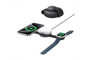 Anker MagGo Cargador Inalámbrico iPhone Estación de Carga Inalámbrica 3 en 1 Compatible con MagSafe Qi2 15W, Base de Carga Plegable de Viaje para iPhone 17/16/15/14 Series,AirPods,Apple Watch y Más