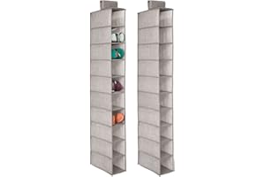 mDesign Portascarpe da appendere – Set da 2 – Perfetta scarpiera e organizer armadio – Funzionale scaffale per scarpe, vestiti e accessori – 10 ripiani – Colore: lino