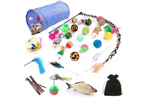 HEPAZ Zabawki dla kota 32 szt. różdżka dla kota zabawki dla kociąt kocięta zabawka interaktywne zabawki dla kota pióra dzwonek zgniatanie kulki myszy kot zabawki zestaw do domowego kociaka