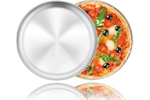 Homikit Pizzablech Set, 2 Stück Edelstahl Rund Pizzaform Pizza Backblech zum Backen im Ofen, 26 cm, Ungiftig & Langlebig, Einfach zu Reinigen & Spülmaschinenfest