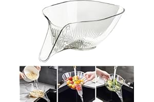 papasgix Drain Basket Kitchen Sink Strainer Multifunctional Drain Basket Bowl Vegetable Drainage Basket Funnel Large Capacity Vegetable Washing Basket Food Drainer for Pasta Fruit(1pc White)