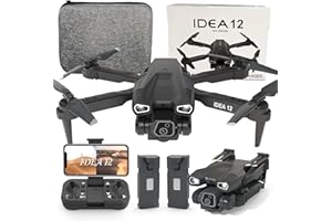 TTROARDS 12mini Dron con Cámaras 1080P HD adultos, 135° Adjustable Eléctricamente - Mini Drones Plegables, RC FPV WIFI Cuadricóptero con 2 Baterías y Bolsa Portátil, para Principiantes Adultos/Niños