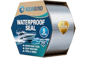 AQUABOND 5 meter Waterproof Tape | 5 Yrs Guarantee | Water Leakage Tape for Roof repair, Tank repair, Pipe repair, Boat repair. 5cm wide/ 2mm thick