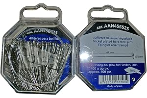MERCERÍA SUANCES Alfileres Profesionales 400 Unidades, para sastres, diseñadores, Quilters, bolillos, 45mm x 0,65mm. Jabali