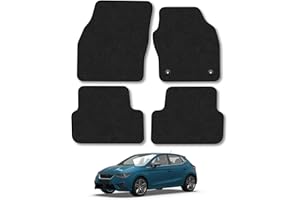 CAR MAT CO Seat Ibiza (2017+) Car Mats Accessories Tailored Fit Carpet Floor Mats Non Slip Black Trim Full Coverage Compatible Accessory Front Rear Set Anti Slip Granulated Backing Hand-Finished Clips