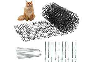 KEYOHOME Anti Cat Spikes 200x28cm Cat Scat Mat with Spikes Anti Cat Mat Cat Repellent Mat Prickle Stirp Pet Deterrent Net with 10 U-shaped Pegs for Garden, Fence
