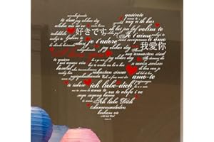 STICKERS4 Valentines Decorations - Valentine's Day Window Decorations - I Love You Language Heart - Valentines Window Display - Wedding Decoration