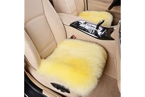 Big Ant Premium Winter Car Seat Cushion - Thick Plush Universal Fit for Cars & Office Chairs, Anti-Slip Design with Elastic Hooks, Beige (45x45cm)