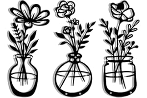 Zercart 3 Pieces Metal Flower Wall Art Decoration, Black Metal Wall Art, Metal Flowers Wall Art Decoration, Black Tulip Wire Iron Decor, for Living Room Bathroom Bedroom Patio Balcony Kitchen