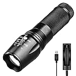 Hovast Torcia LED,2000 Lumen Torcia Elettrica,Militare Torcia,Impermeabile Ricaricabili Torcia con Caricatore USB, 18650...