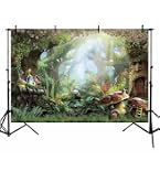 Avezano Sprookjesbos Achtergrond – 7x5ft, Betoverde Paddenstoel & Vlinder, Voor Fotoshoot, Babyshower & Feest