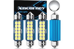 XNOURNEY 578 Ampoule LED 211-1 211-2 41 mm 42 mm 1,63" Ampoule LED, 12 V 24 V CANBUS sans erreur Ampoule LED pour intérieur Dome Light Map Light Plaque de courtoisie 6500 K Blanc Lot de 4