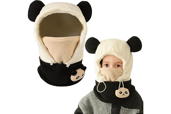 AYPOW Termisk fleecebalaklava för barn, vindtät balaklava huva hatt huva hatt varm full ansiktsmask unisex barn, 3D djur ansiktsskydd, skidmask för snowboard vandring
