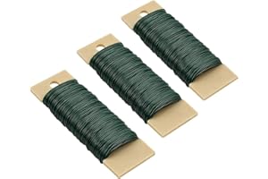 SYMPHONYW Floristendraht, 3 Rollen 22 Gauge 0.75mm grüner Floristendraht für Kranzherstellung, Blumendraht Metallbindungsdraht flexibler Paddeldraht zum Basteln, DIY Blumenarrangement, Weihnachten… (Grün)